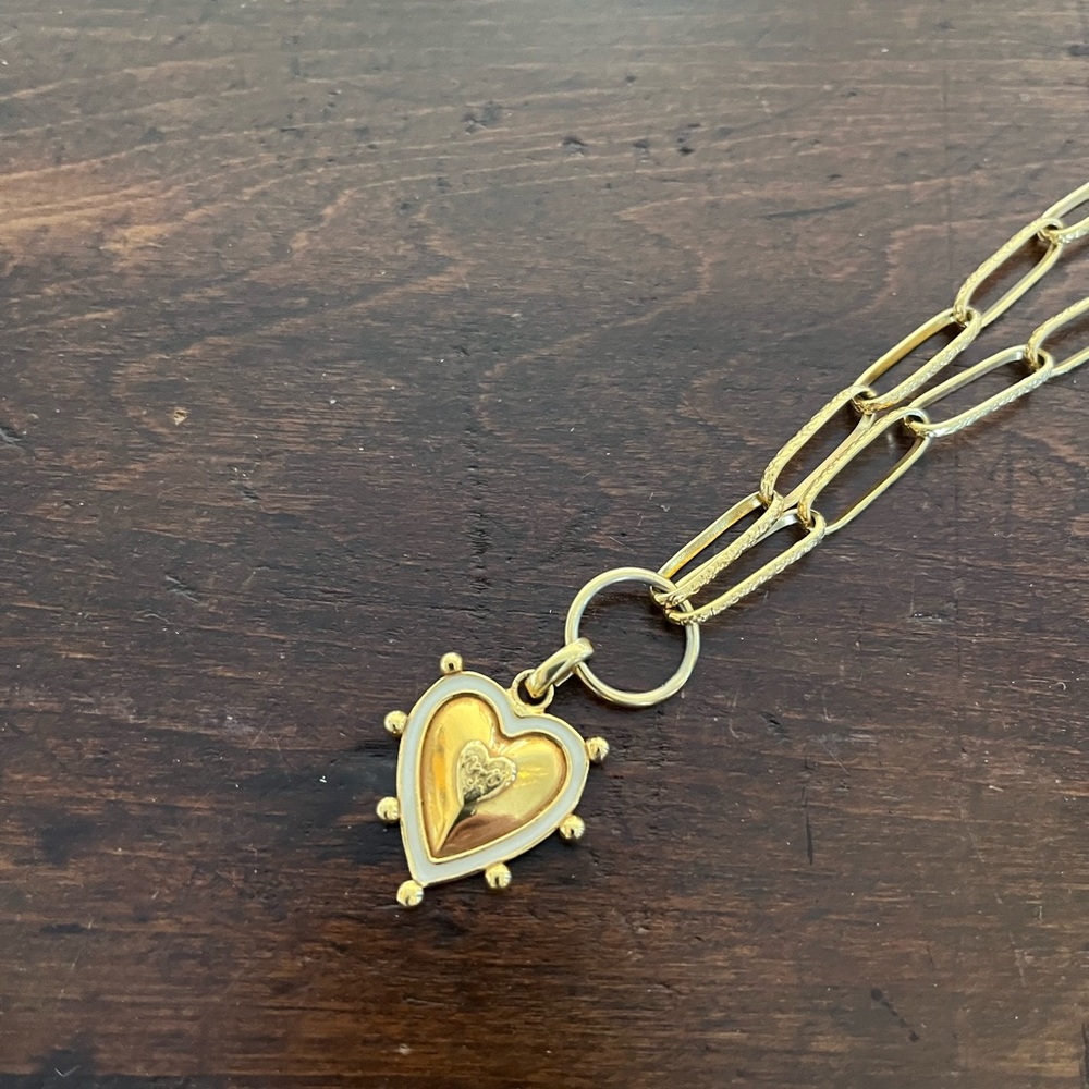 Soru Charm Chain Necklace with Sicilian Heart Charm Gold $576 MSRP - Picture 2 of 6